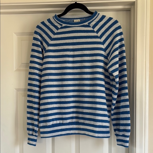 KULE Blue and White Crewneck Striped Top NWT